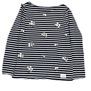 Talbots Daisy Floral Embroidered Striped Authentic Tee - M